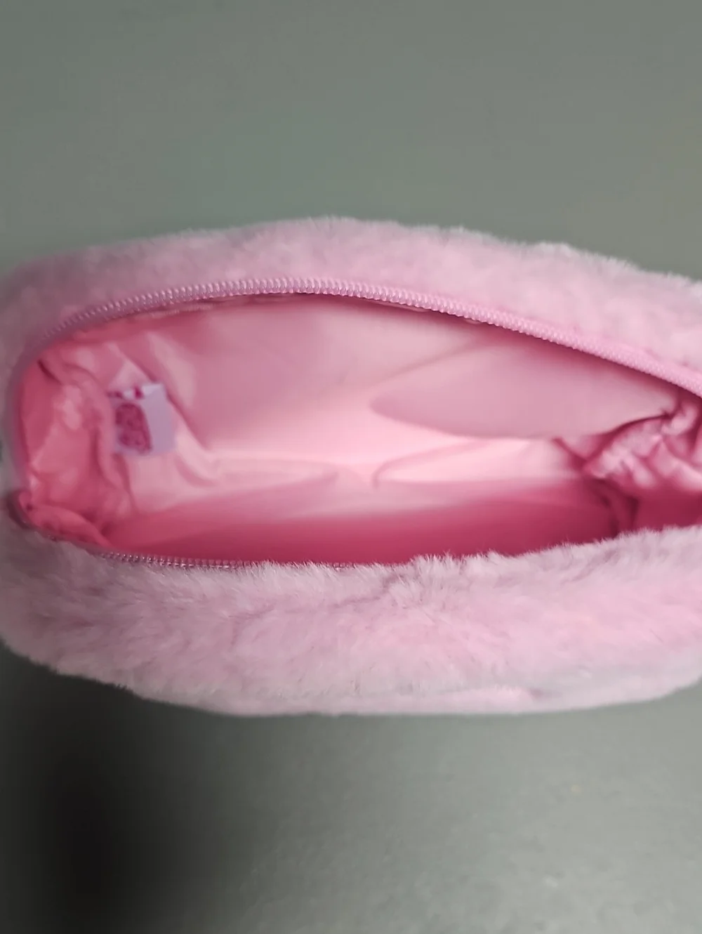 Barbie The Movie Makeup Bag Pink Plush Faux Fur Cosmetic Travel Fleece Pouch